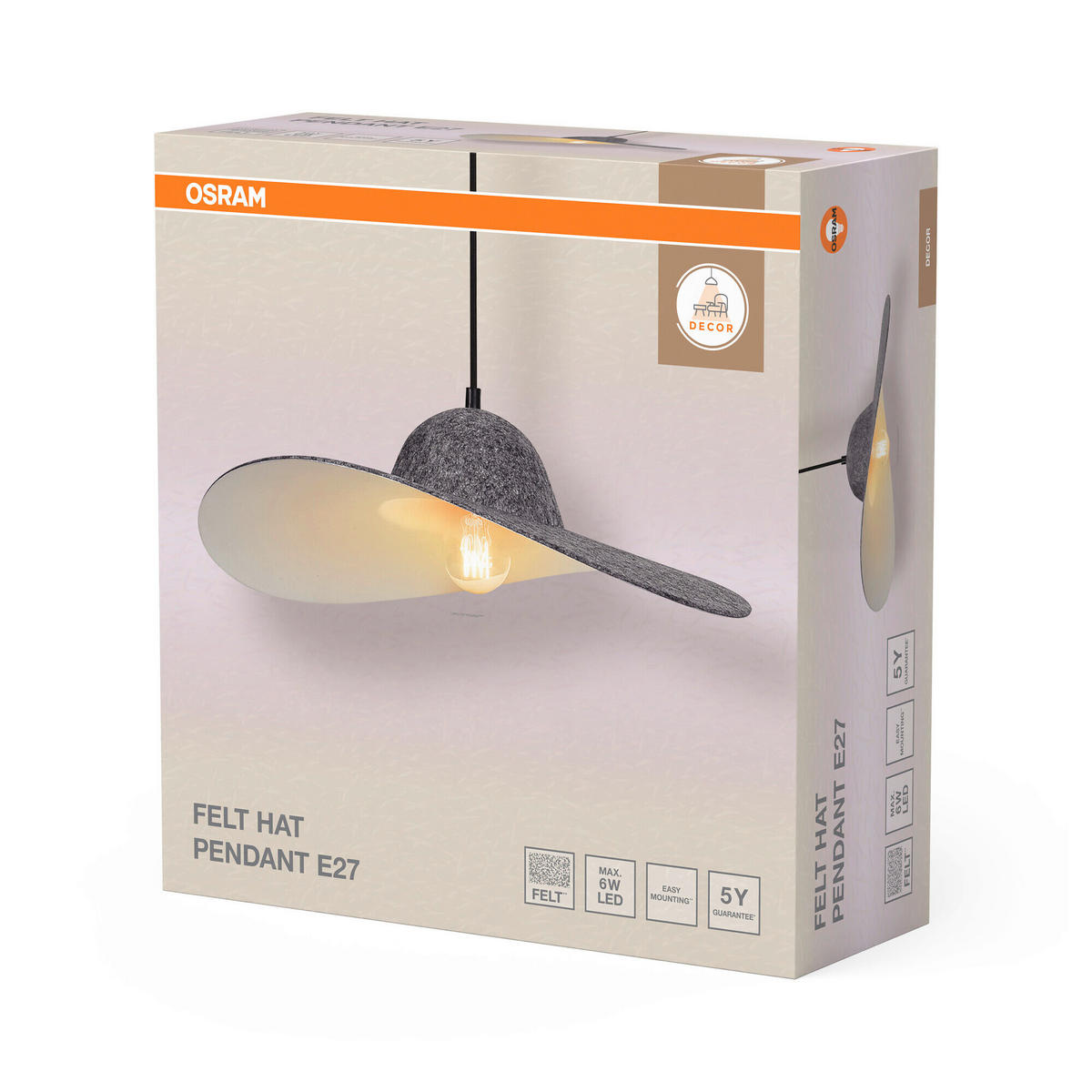HÄNGELEUCHTE 50/150 cm  - Dunkelgrau, Basics, Textil/Metall (50/150cm) - Osram