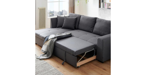 ECKSOFA inkl.Funktionen Grau Webstoff  - Schwarz/Grau, Design, Kunststoff/Textil (238/158cm) - Xora