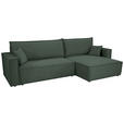 ECKSOFA inkl. Funktionen Dunkelgrün Cord  - Dunkelgrün/Schwarz, Design, Textil (267/141cm) - Xora
