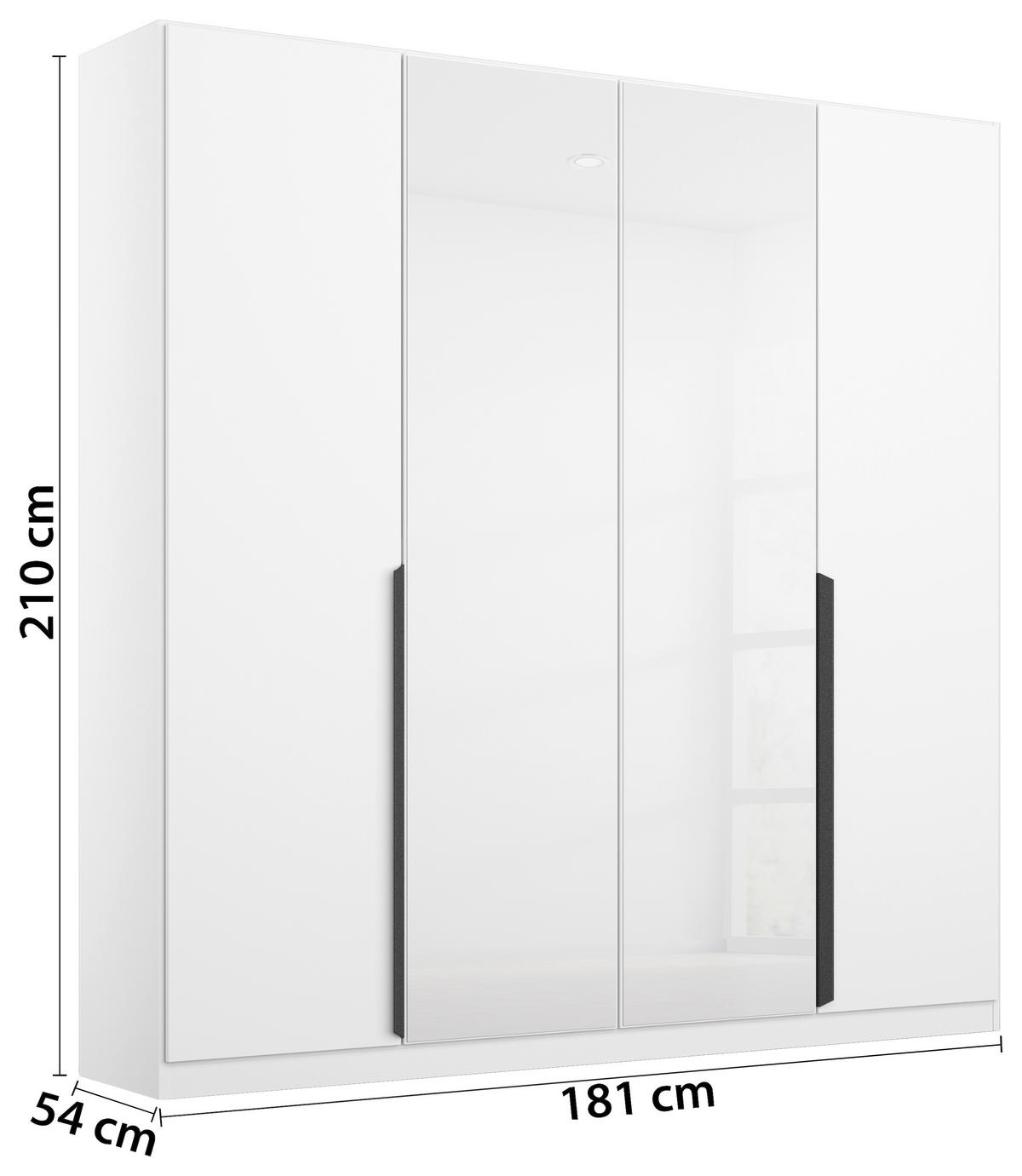 DREHTÜRENSCHRANK 181/210/54 cm 4-türig Weiß, Weiß Hochglanz  - Weiß Hochglanz/Weiß, MODERN, Glas/Holzwerkstoff (181/210/54cm) - Rauch Möbel