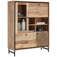 HIGHBOARD  in 115/148/42 cm  - Schwarz/Akaziefarben, Design, Glas/Holz (115/148/42cm) - Carryhome