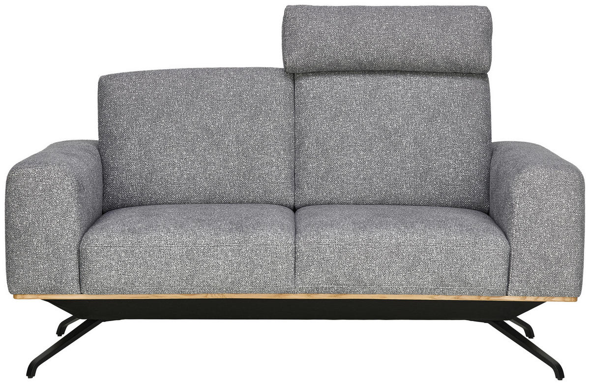 2-SITZER-SOFA in Struktur Grau  - Schwarz/Grau, Design, Holz/Textil (166/85-104/95cm) - Novel