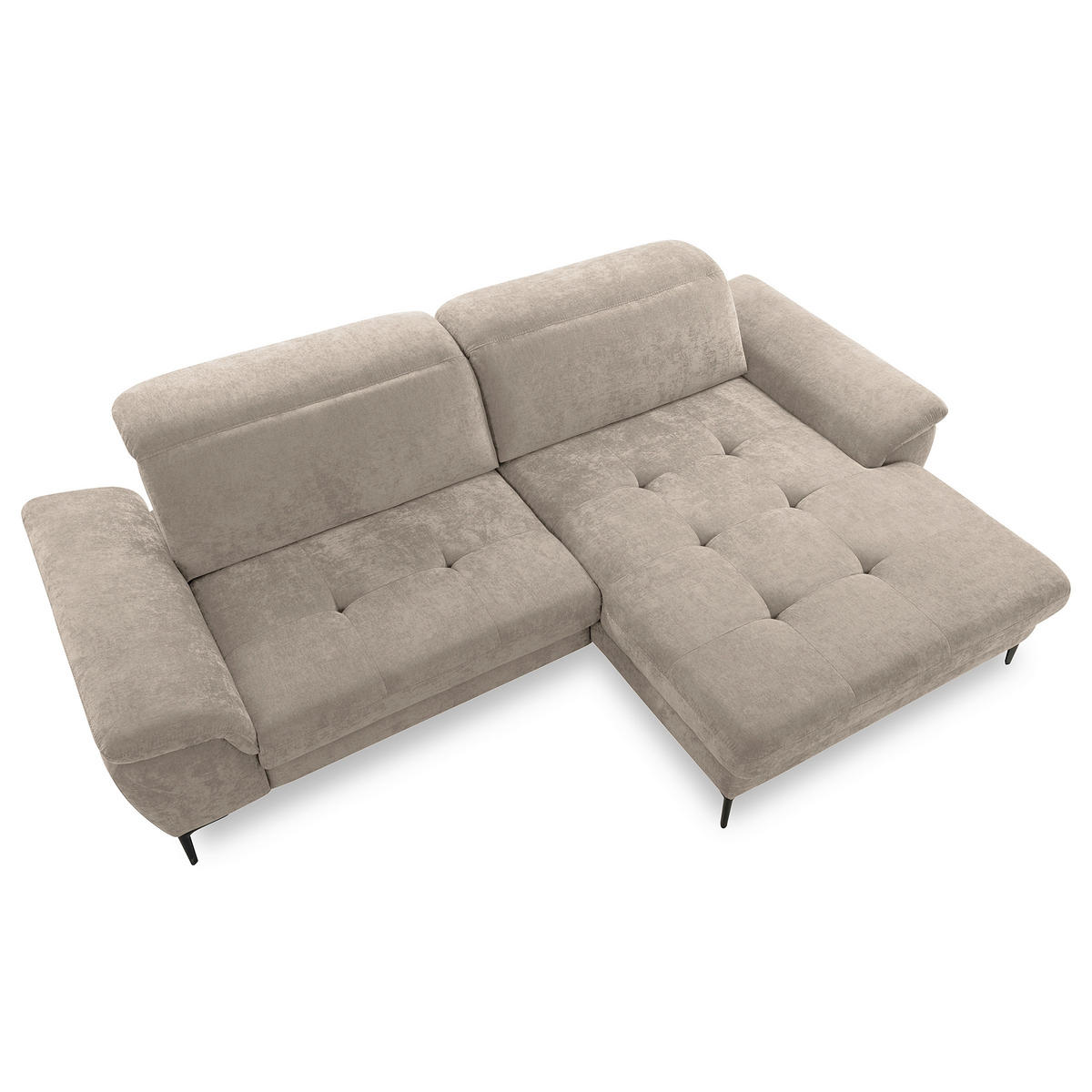 ECKSOFA  Webstoff Taupe  - Taupe/Schwarz, Design, Textil/Metall (268/195cm) - Livetastic