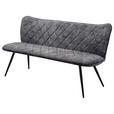 SITZBANK 160/88/64 cm Webstoff Grau, Schwarz  - Schwarz/Grau, Design, Textil/Metall (160/88/64cm) - Hom`in