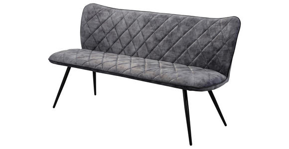 SITZBANK 160/88/64 cm Webstoff Grau, Schwarz - Schwarz/Grau, Design, Textil/Metall (160/88/64cm) - Hom`in