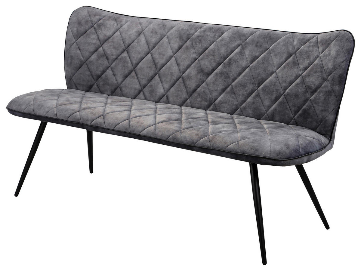 SITZBANK in Metall, Textil Grau, Schwarz  - Schwarz/Grau, Design, Textil/Metall (160/88/64cm) - Hom`in