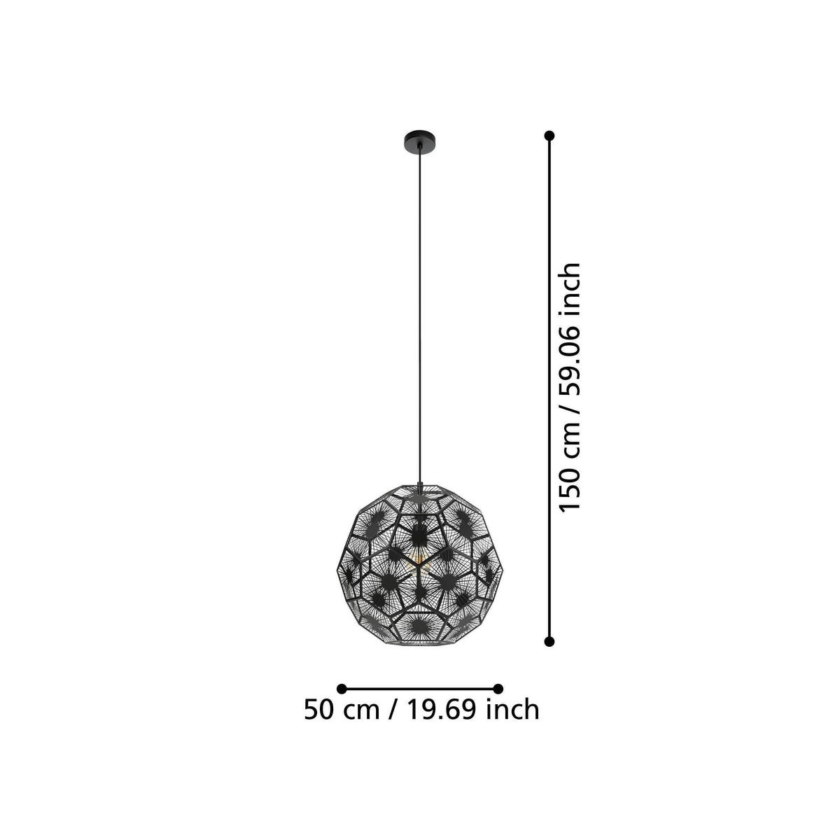 HÄNGELEUCHTE 50/150 cm  - Schwarz, Basics, Metall (50/150cm) - Eglo