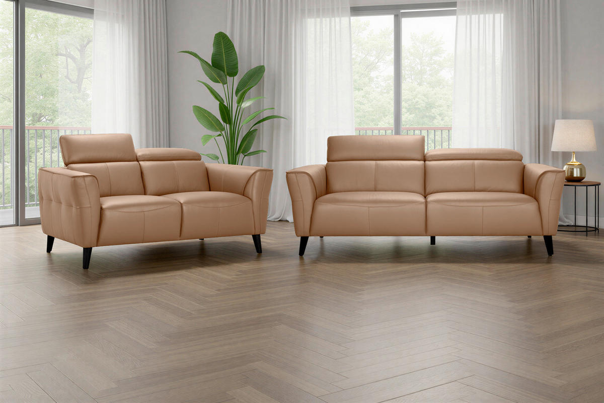 2-SITZER-SOFA  in Echtleder Cognac   - Cognac, KONVENTIONELL, Leder/Holz (164/92,5/96,5cm) - MID.YOU