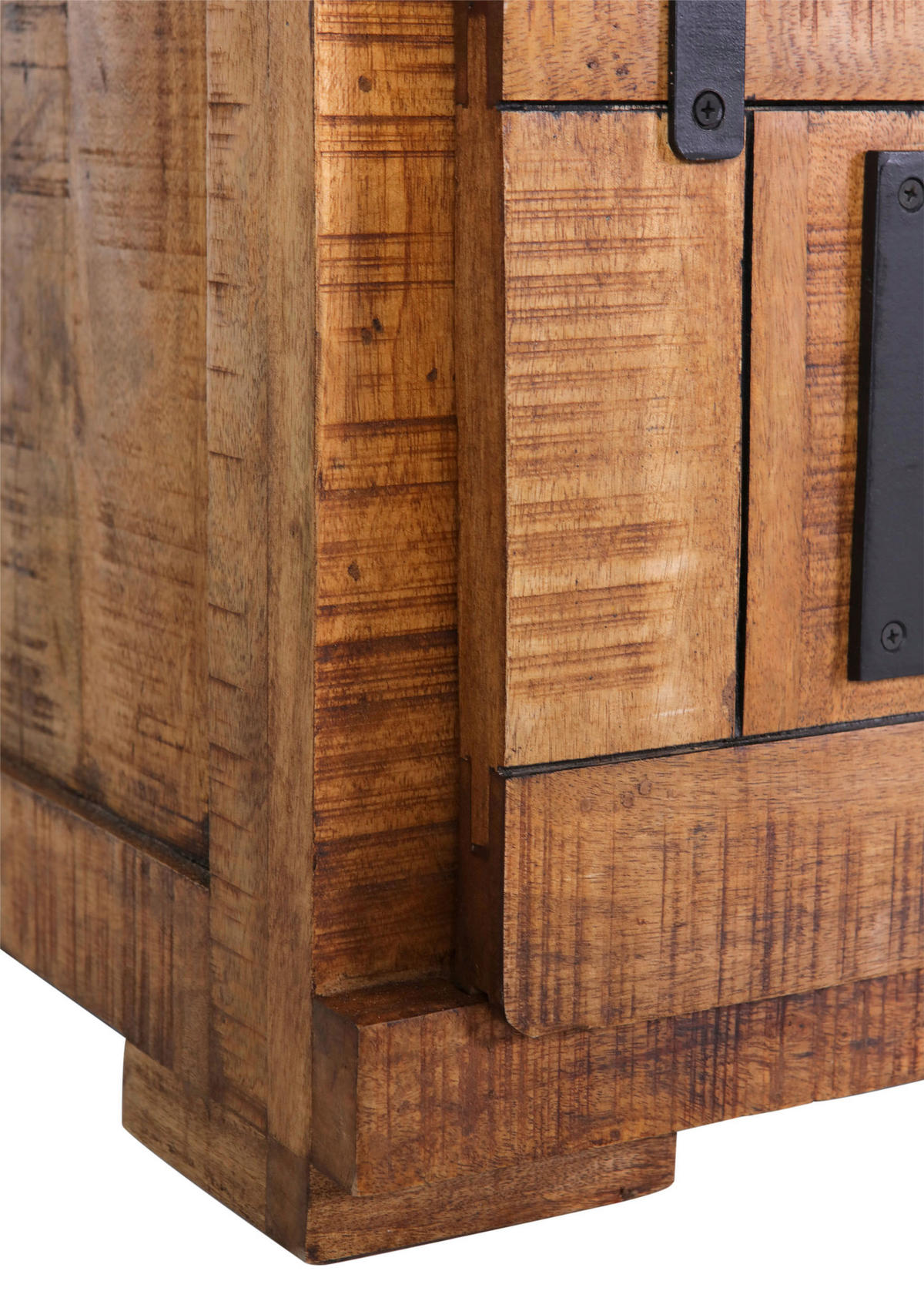 BÜCHERWAND Mangoholz massiv Naturfarben, Schwarz  - Schwarz/Naturfarben, KONVENTIONELL, Holz/Metall (127/210/45cm) - Landscape