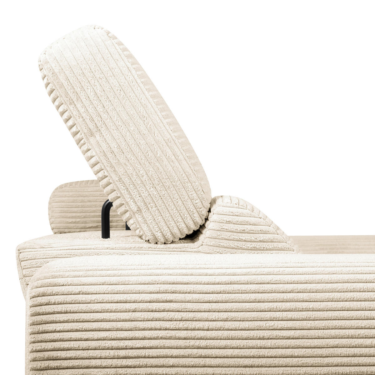 ECKSOFA RENO Beige Cord Relaxfunktion, Kopfteilverstellung  - Beige/Schwarz, Design, Kunststoff/Textil (248/184cm) - Livetastic