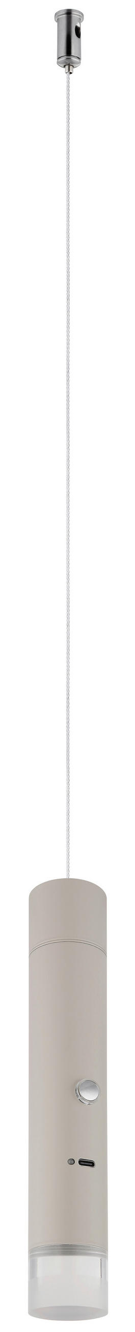 AKKU-LED-HÄNGELEUCHTE 38/120 cm    - Sandfarben/Klar, Design, Kunststoff/Metall (38/120cm) - Globo