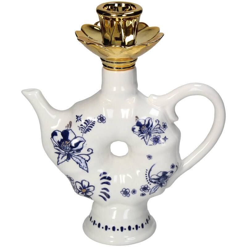 LJUSLYKTA - vit/blå, Basics, keramik (16/19/7cm)