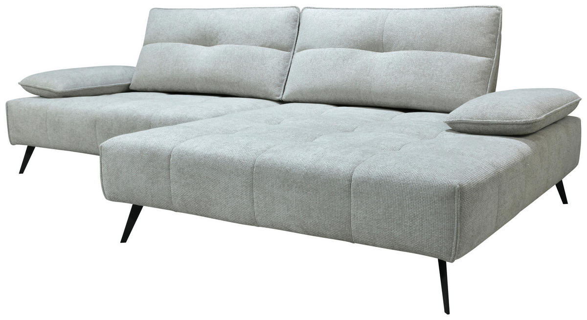 ECKSOFA Ottomane rechts  Greige Chenille  - Greige/Schwarz, Design, Textil/Metall (284/188cm) - Stylife