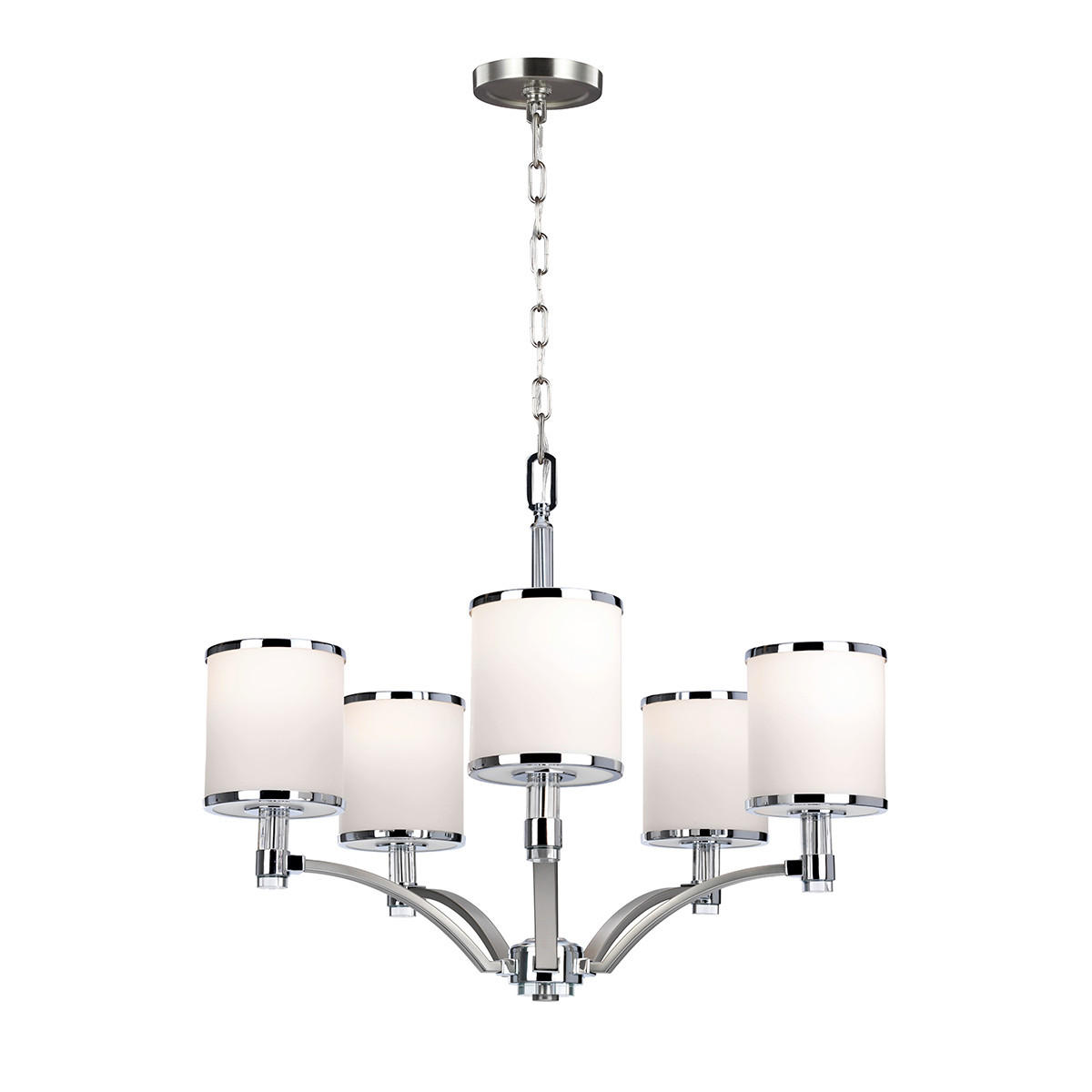 KRONLEUCHTER 64.2/75.6 cm    - Chromfarben/Nickelfarben, Design, Glas/Metall (64.2/75.6cm) - Elstead Lighting