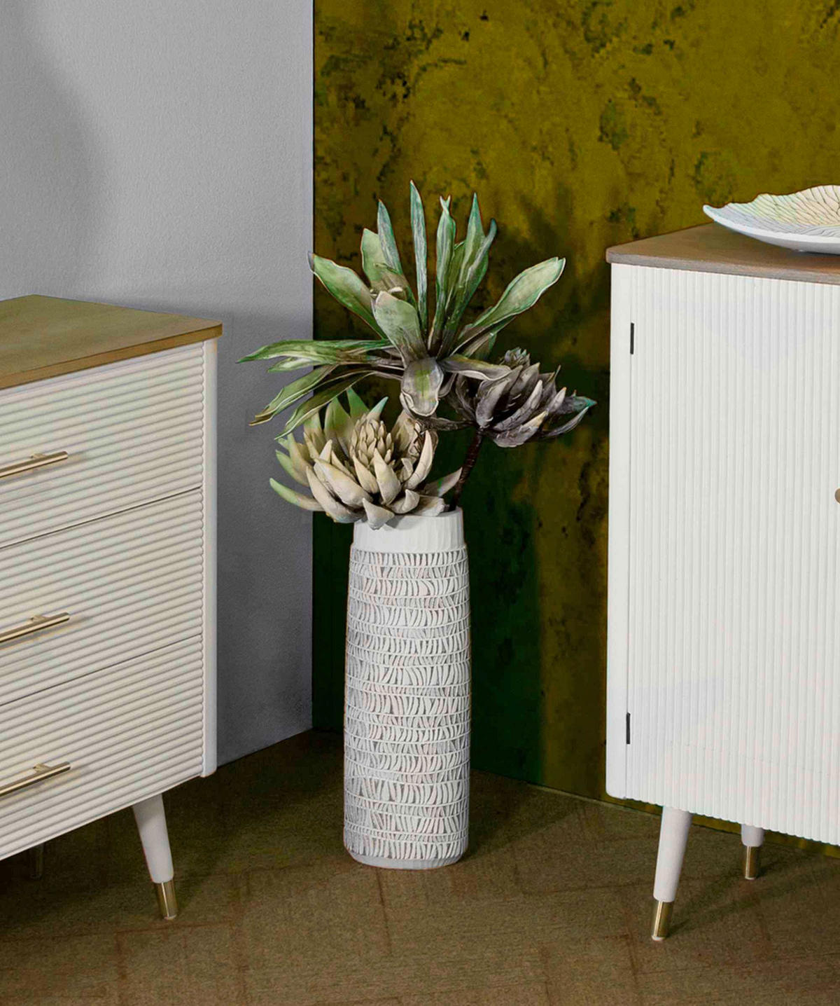 Vase Polyresin Nairobi Oval  - Weiß, Basics, Kunststoff (19/50/12cm)