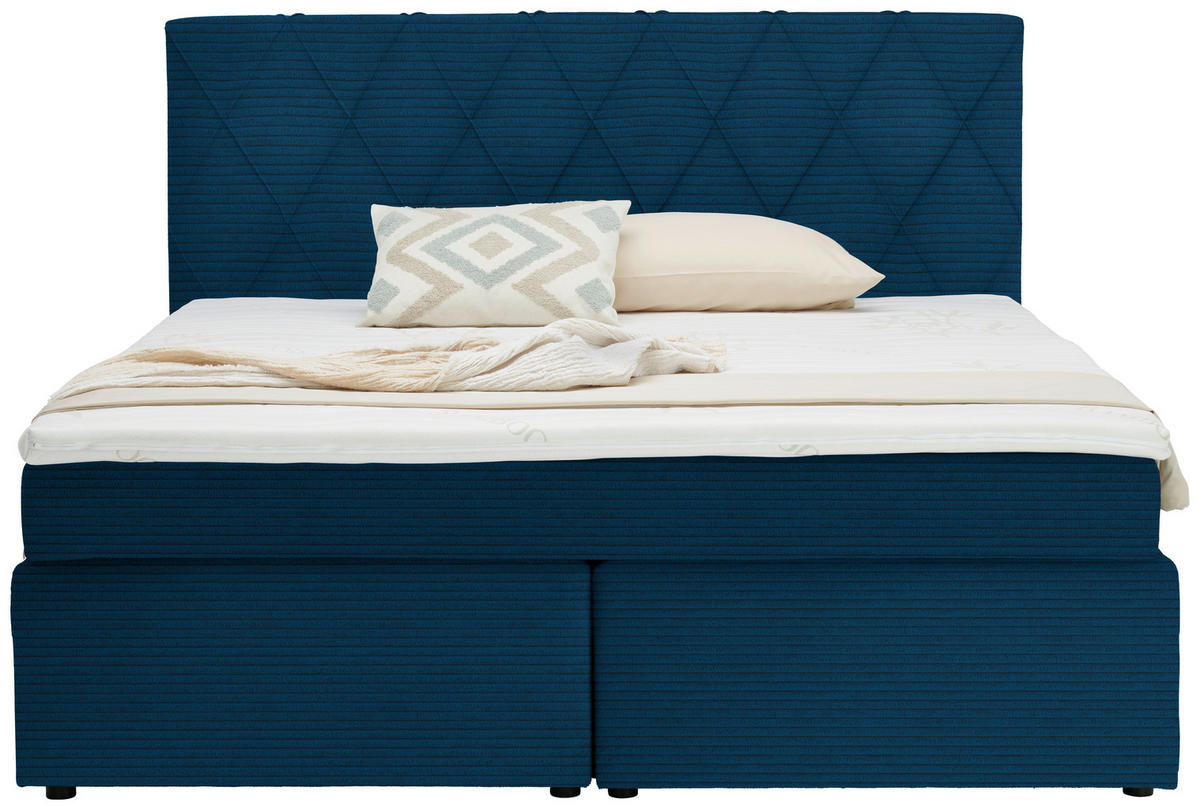 BOXSPRINGBETT 180/200 cm  in Blau  - Blau/Schwarz, Design, Kunststoff/Textil (180/200cm) - Xora