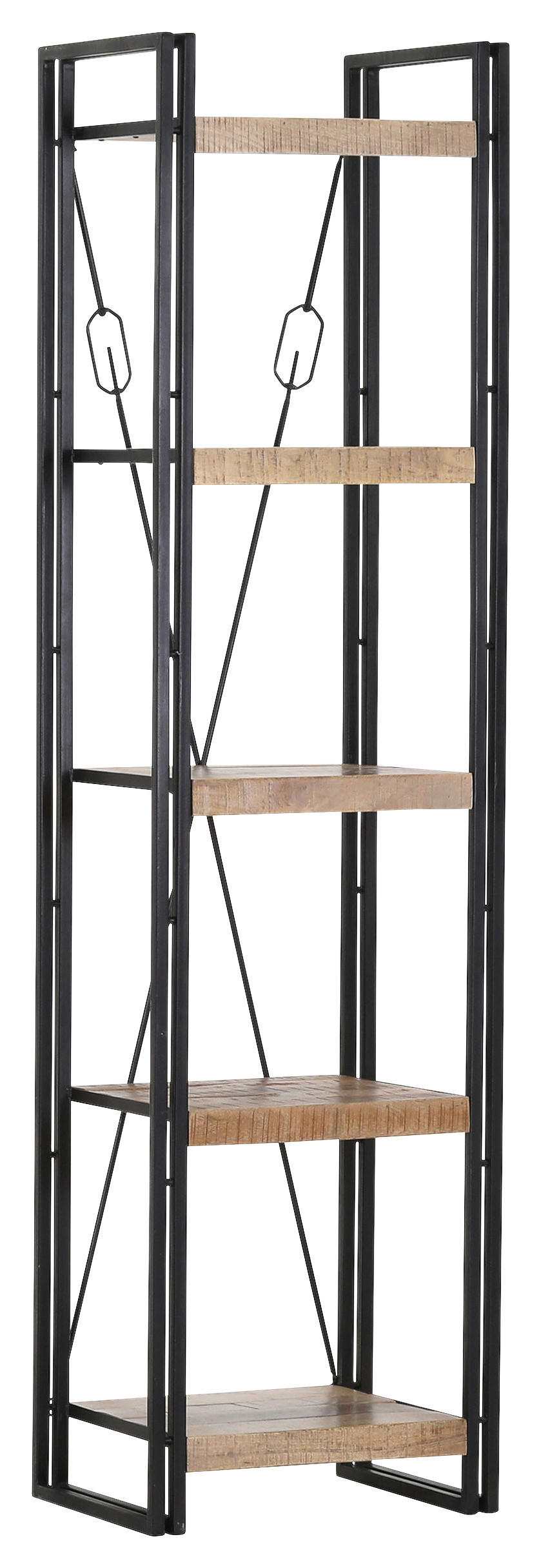 REGAL Mangoholz massiv Schwarz, Naturfarben  - Schwarz/Naturfarben, Design, Holz/Metall (52/200/40cm) - Landscape