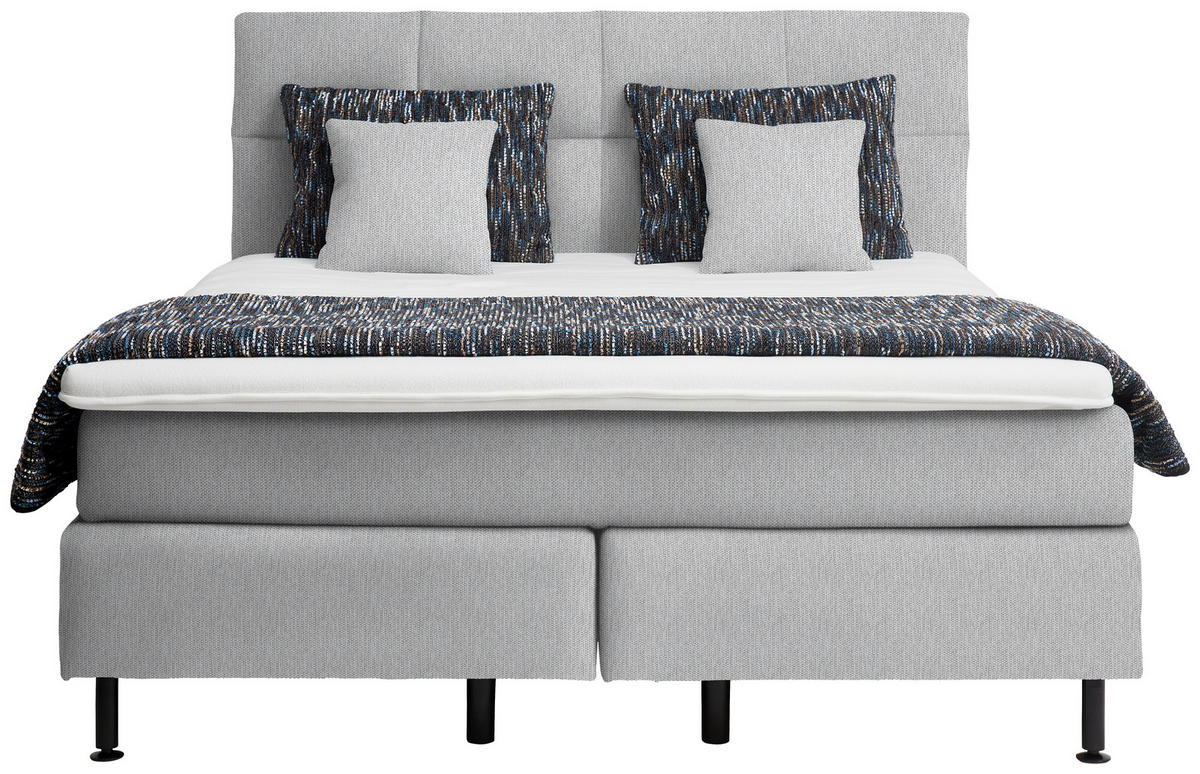 BOXSPRINGBETT 180/200 cm  in Ecru  - Ecru/Schwarz, Design, Kunststoff/Textil (180/200cm) - Beldomo - Sleep