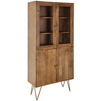 VITRINE  in massiv Mangoholz Naturfarben, Goldfarben  - Goldfarben/Naturfarben, Design, Glas/Holz (86/180/39cm) - Landscape