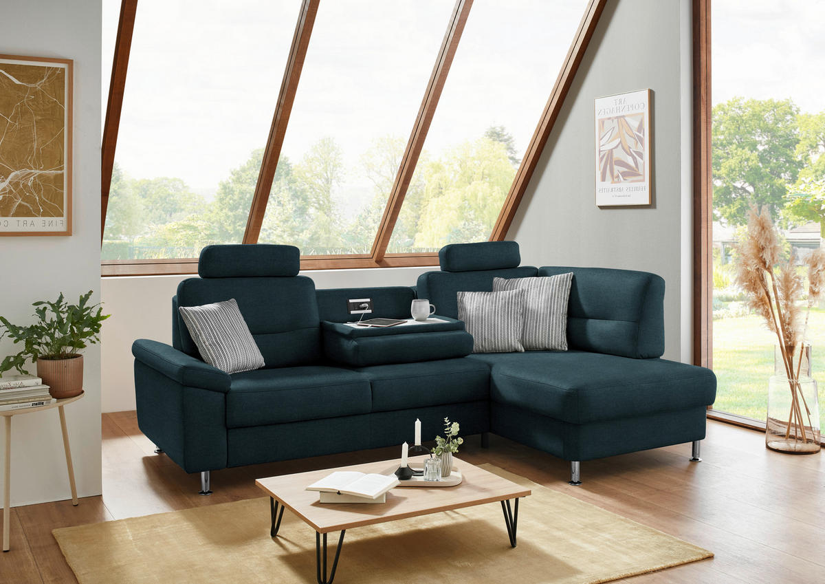 ECKSOFA  in Flachgewebe Opal  244/160 cm  - Opal/Alufarben, KONVENTIONELL, Textil/Metall (244/160cm) - Beldomo Comfort