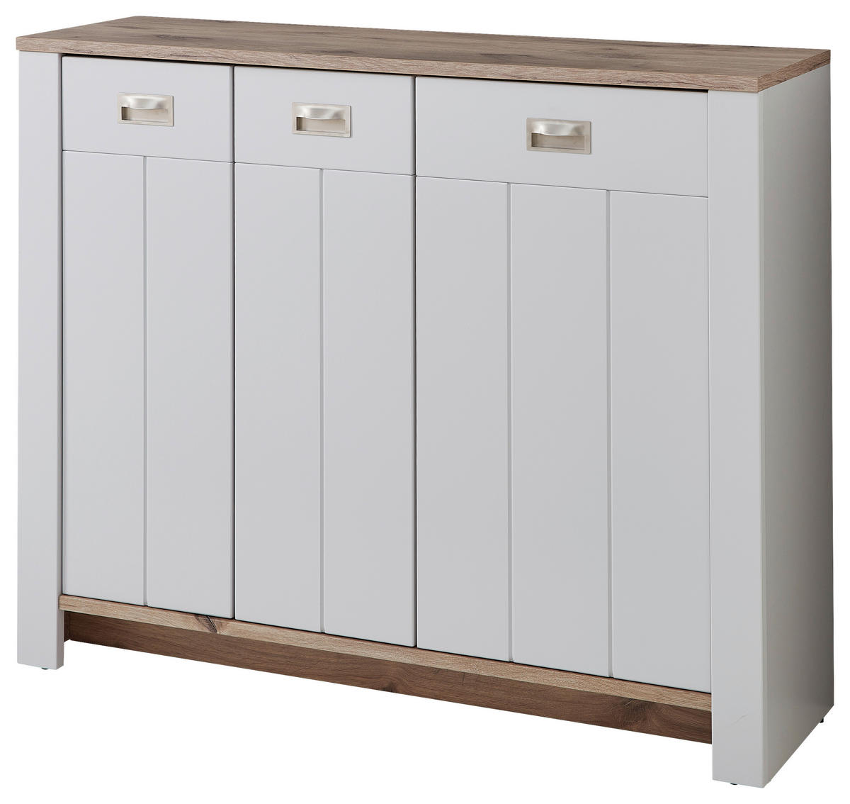 SCHUHSCHRANK  in 130/105/38 cm  - Eichefarben/Silberfarben, LIFESTYLE, Holzwerkstoff/Metall (130/105/38cm) - MID.YOU