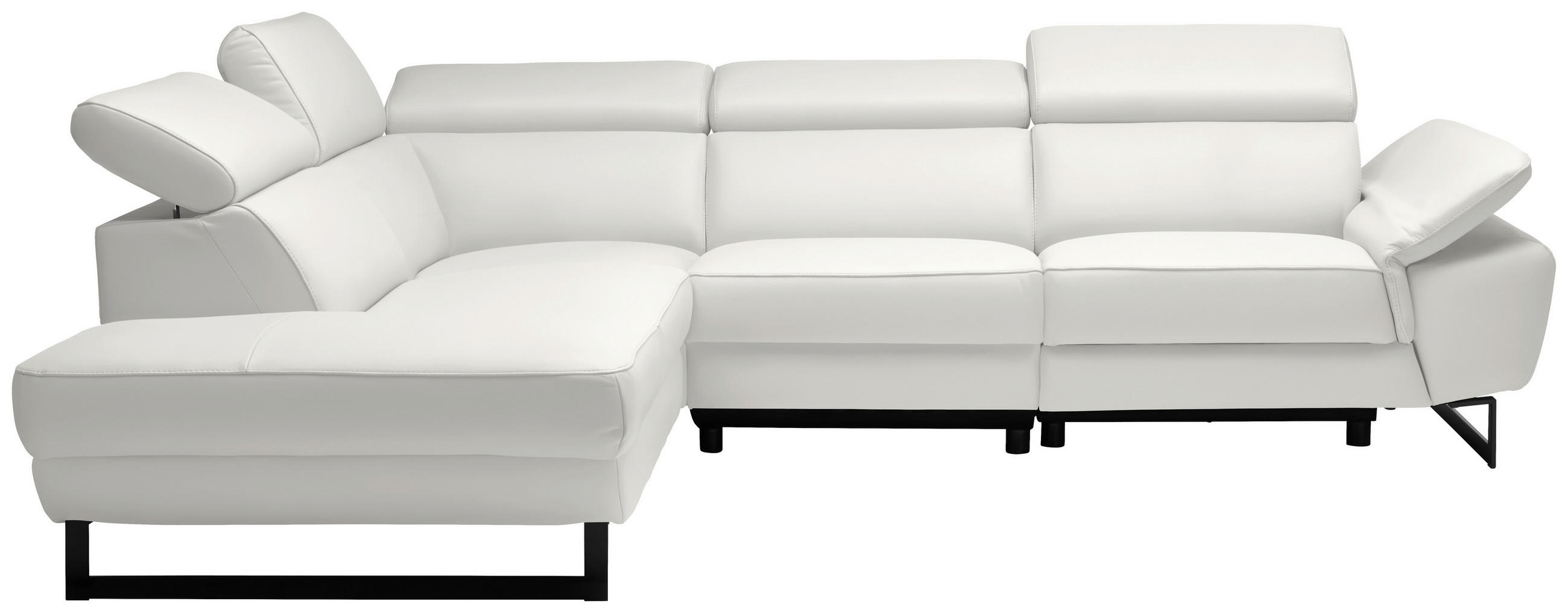 ECKSOFA  in Echtleder Creme  225/281 cm  - Creme/Schwarz, Design, Leder/Metall (225/281cm) - Celina Home