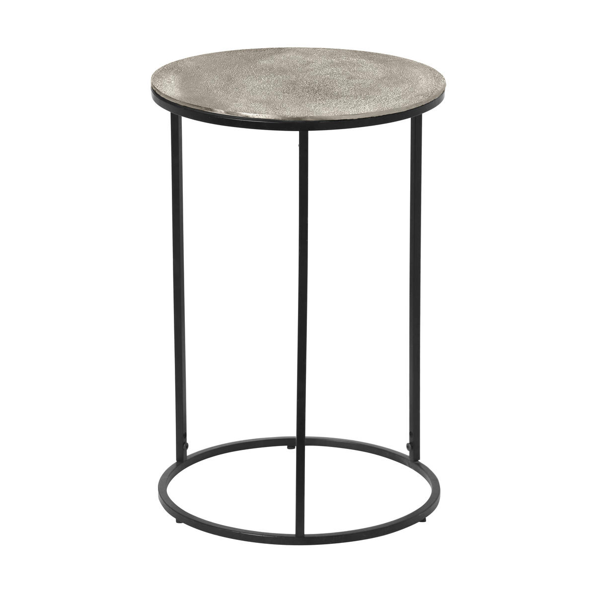 BEISTELLTISCH 41/41/61 cm Schwarz, Silberfarben rund  - Silberfarben/Schwarz, Design, Metall (41/41/61cm) - Bono