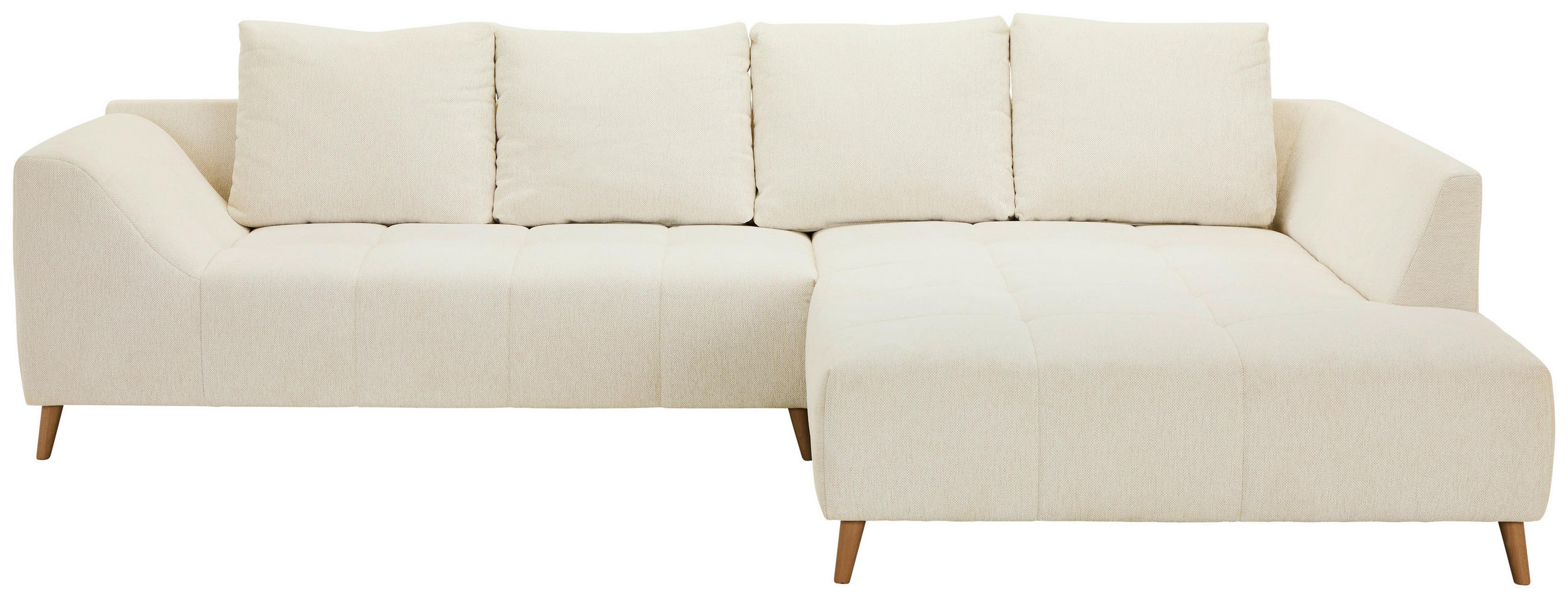 ECKSOFA Creme Flachgewebe  - Buchefarben/Creme, KONVENTIONELL, Holz/Textil (306/202cm) - Carryhome