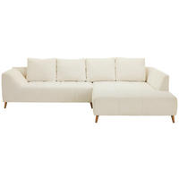 ECKSOFA in Flachgewebe Creme  306/202 cm  - Buchefarben/Creme, KONVENTIONELL, Holz/Textil (306/202cm) - Carryhome