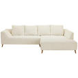 ECKSOFA in Flachgewebe Creme  306/202 cm  - Buchefarben/Creme, KONVENTIONELL, Holz/Textil (306/202cm) - Carryhome