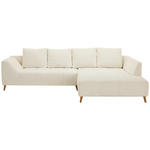 ECKSOFA in Flachgewebe Creme  306/202 cm  - Buchefarben/Creme, KONVENTIONELL, Holz/Textil (306/202cm) - Carryhome