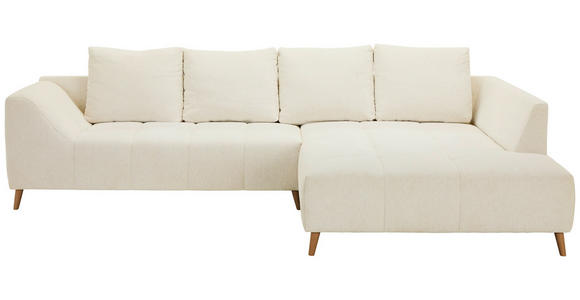 ECKSOFA in Flachgewebe Creme  306/202 cm  - Buchefarben/Creme, KONVENTIONELL, Holz/Textil (306/202cm) - Carryhome