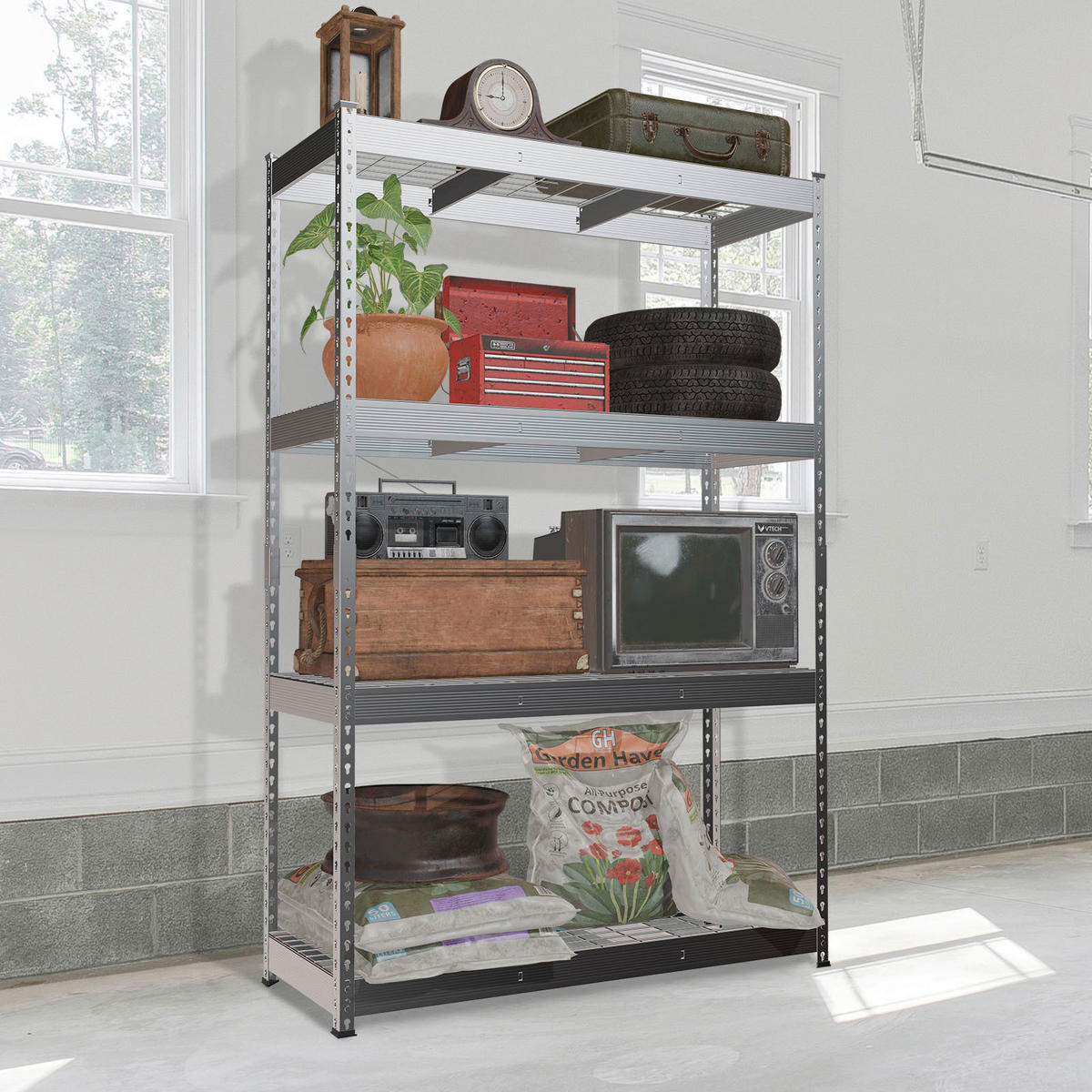 SCHWERLASTREGAL 160/180/60 cm  - Zinkfarben, Basics, Metall (160/180/60cm) - Floordirekt