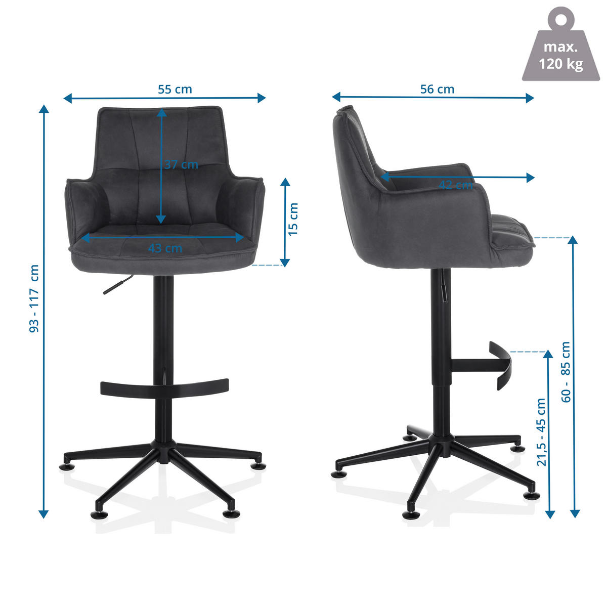 BARPALL i antracit  - svart/antracit, Modern, metall/textil (55/93/56cm) - MID.YOU