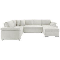 Wohnlandschaft Creme Mikrofaser  - Chromfarben/Creme, KONVENTIONELL, Textil/Metall (219/305/157cm) - Livetastic