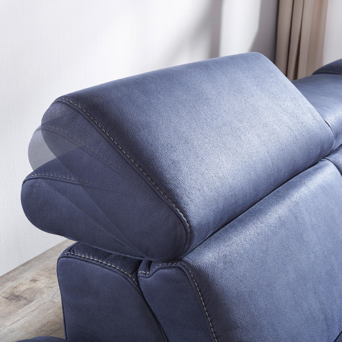 ECKSOFA in Flachgewebe, Mikrofaser Dunkelblau  - Beige/Alufarben, Design, Textil/Metall (271/239cm) - Cantus