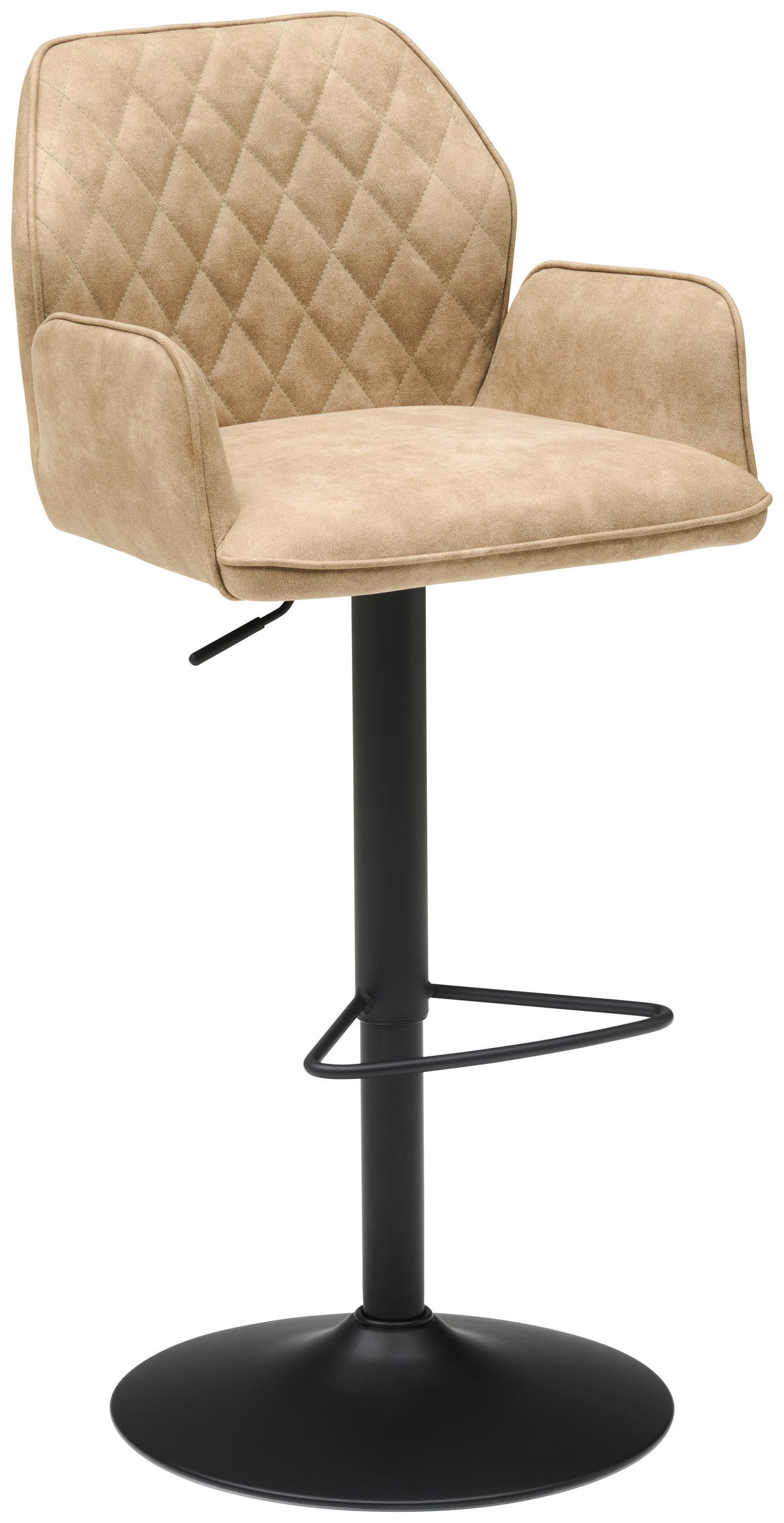 BARHOCKER in Metall, Textil Schwarz, Beige  - Beige/Schwarz, KONVENTIONELL, Textil/Metall (51/90-111/52cm) - MID.YOU