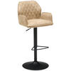 BARHOCKER in Metall, Textil Schwarz, Beige  - Beige/Schwarz, KONVENTIONELL, Textil/Metall (51/90-111/52cm) - MID.YOU