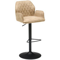 BARHOCKER Webstoff Schwarz, Beige Eisen  - Beige/Schwarz, KONVENTIONELL, Textil/Metall (51/90-111/52cm) - MID.YOU