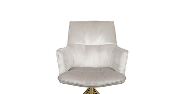 ARMLEHNSTUHL  Stoffauswahl, Sitzfläche 360° drehbar, automatische Rückholfunktion Samt  Goldfarben, Beige  - Beige/Goldfarben, Design, Textil/Metall (59/89.5/63cm) - Novel