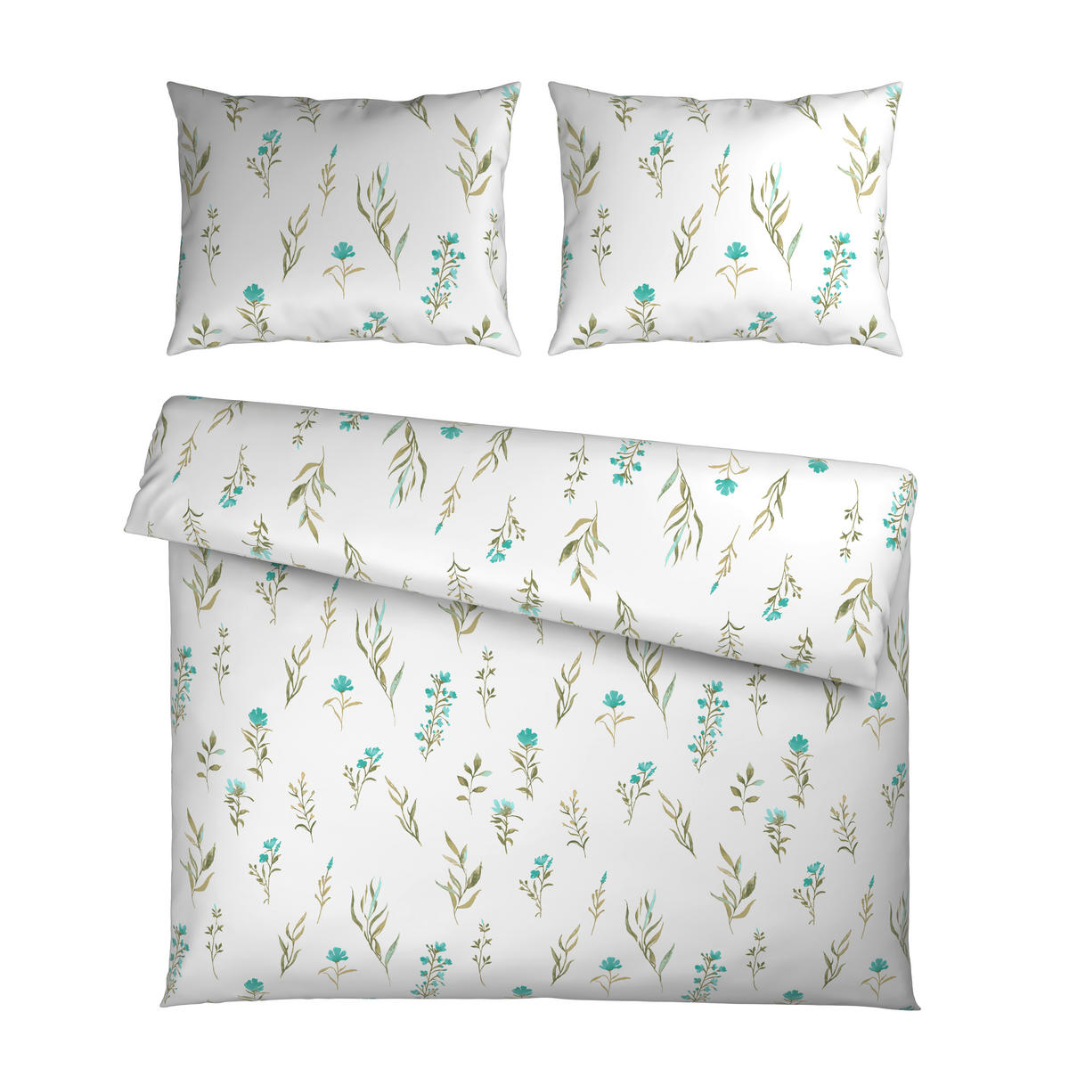 POSTELJINA 200/200 cm  Mavie  - bijela/tirkizna, Konvencionalno, tekstil (200/200cm) - Novel