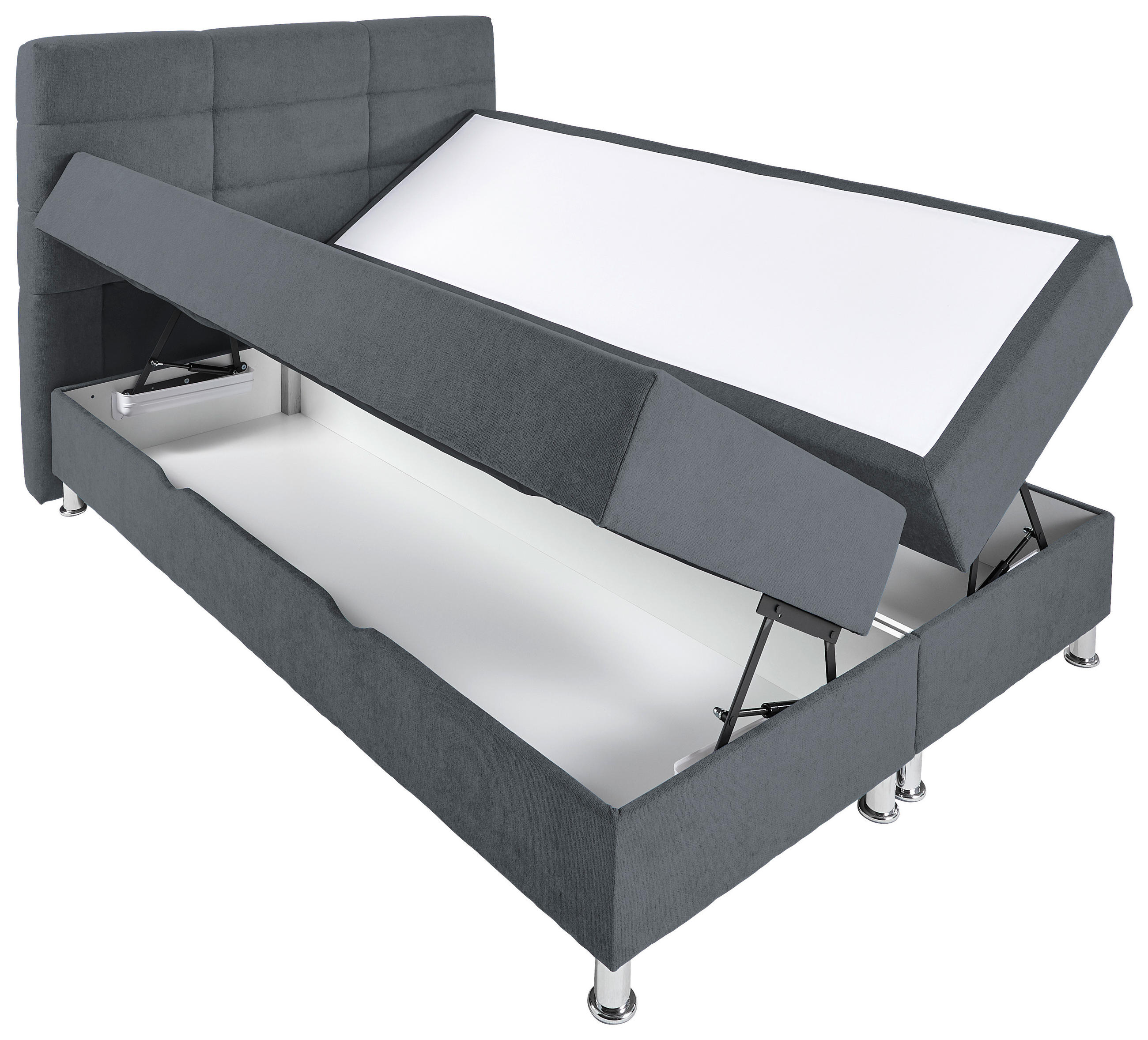 BOXBETT 140/200 cm  in Blau, Grau  - Chromfarben/Blau, KONVENTIONELL, Textil/Metall (140/200cm) - Carryhome