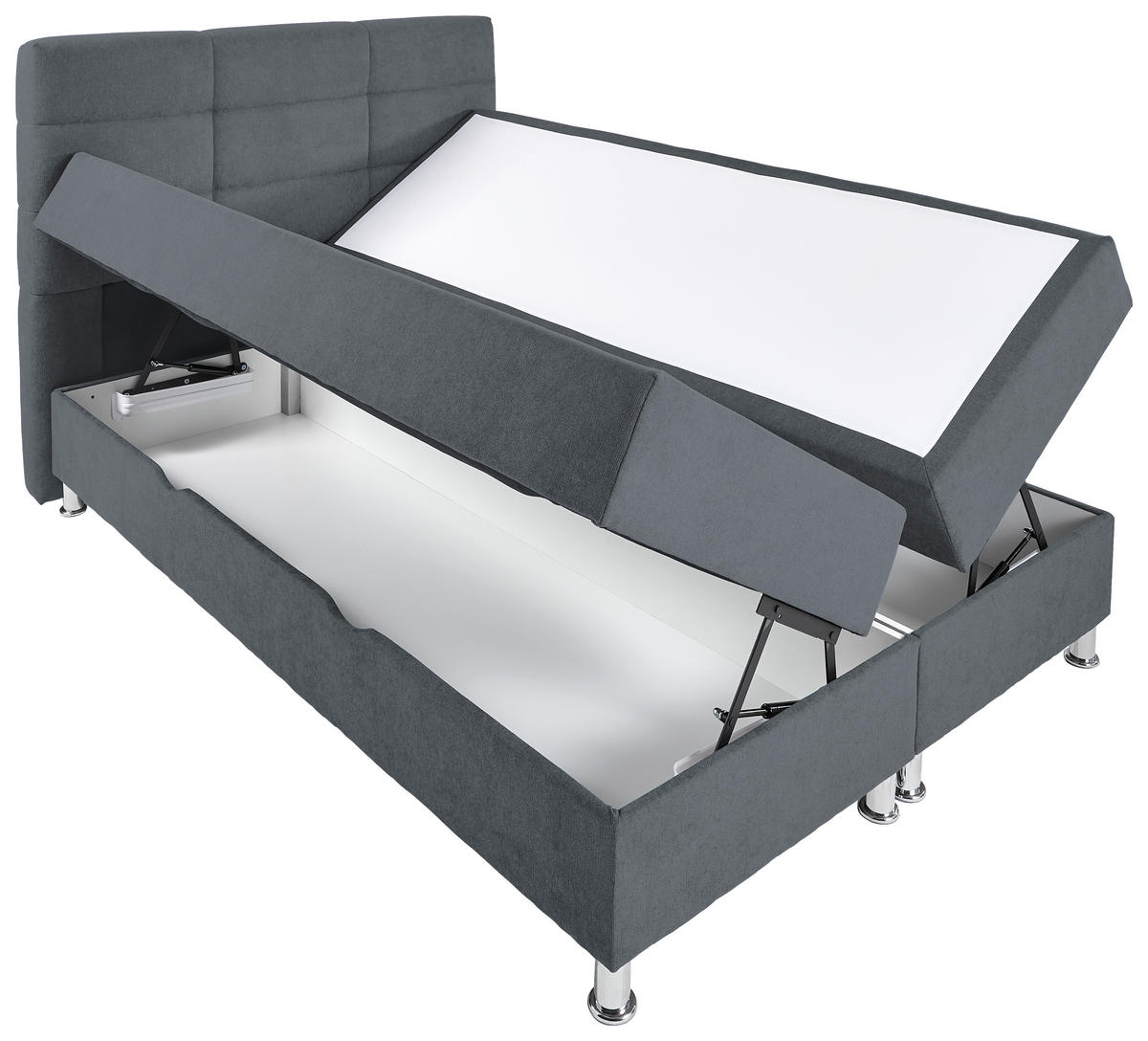 BOXBETT 140/200 cm  in Blau, Grau  - Chromfarben/Blau, KONVENTIONELL, Textil/Metall (140/200cm) - Carryhome