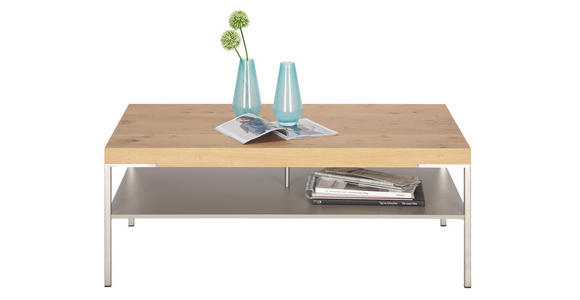 COUCHTISCH in Holz, Holzwerkstoff 110/65/42 cm - Eichefarben/Silberfarben, KONVENTIONELL, Holz/Holzwerkstoff (110/65/42cm) - Moderano