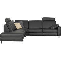 ECKSOFA  in Echtleder Anthrazit  - Chromfarben/Anthrazit, Design, Leder/Metall (245/272cm) - Valdera