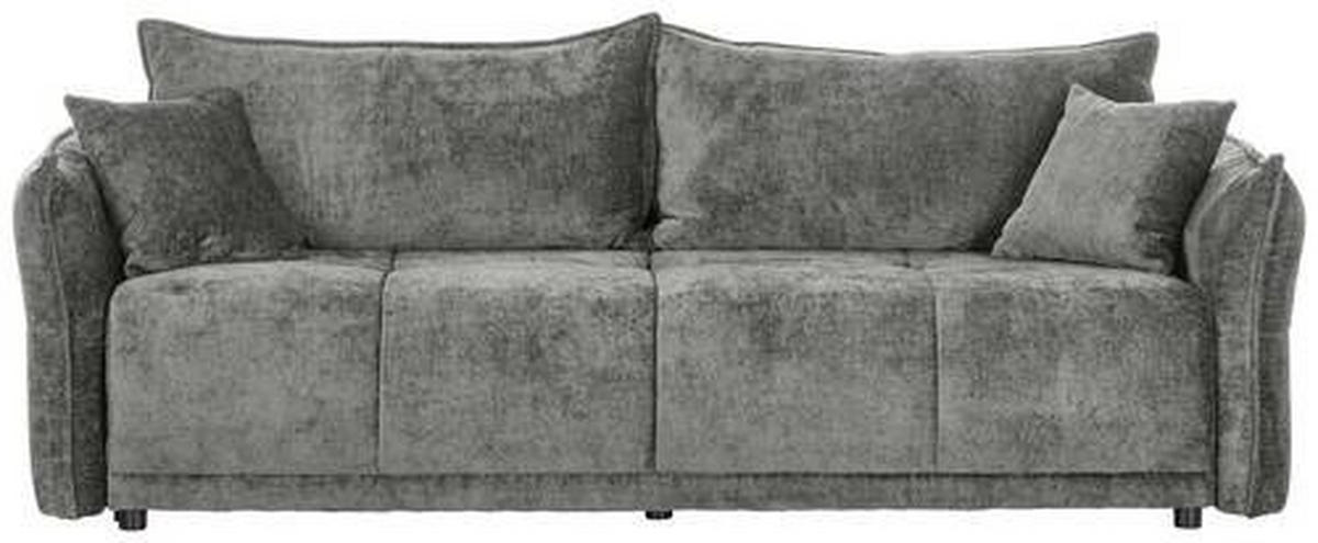 BOXSPRINGSOFA Chenille Greige  - Greige/Schwarz, MODERN, Kunststoff/Textil (235/95/108cm) - Hom`in