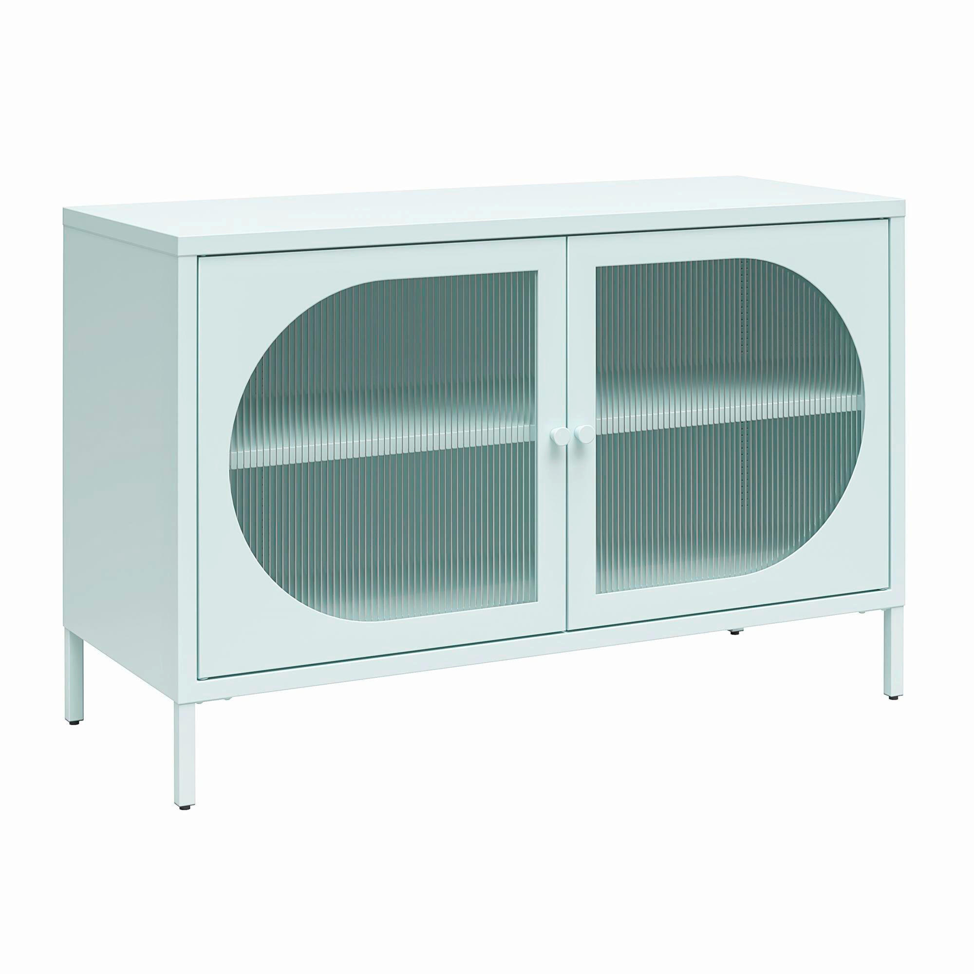 KOMMODE Luna  in 100/64/40 cm  - Blau, Design, Glas/Metall (100/64/40cm) - MID.YOU