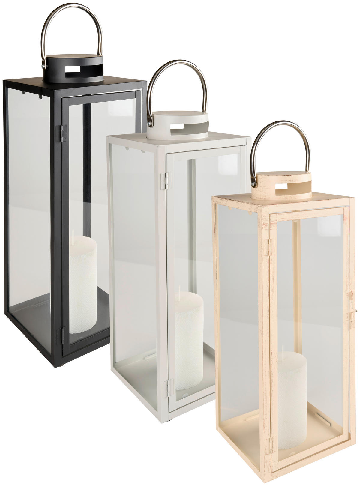 LÁMPÁS - fekete/fehér, Basics, Üveg/fém (18,5/48/18,5cm) - Ambia Home