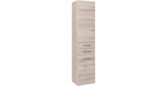 HOCHSCHRANK 40/180/35 cm  - Chromfarben/Buchefarben, KONVENTIONELL, Holzwerkstoff/Metall (40/180/35cm) - Xora