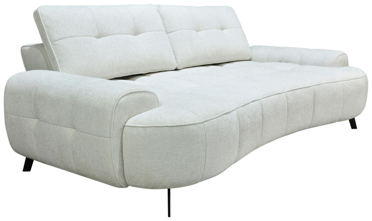 2-SITZER-SOFA Chenille Creme  - Creme/Schwarz, Design, Kunststoff/Textil (230/84/104/111/122cm) - Livetastic